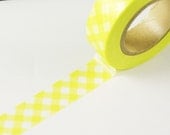 Criss-Cross Yellow Gingham Pattern Washi Paper Masking Tape-16.5 YARDS
