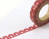 SALE - Country Cozy Red Checkers and Brown Hearts Valentine's Day Trim Washi Masking Tape-16.5 YARDS
