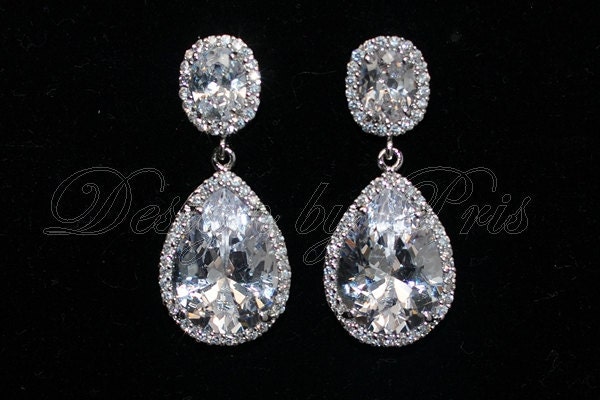 JE22.XL- Bridal Vintage Style Cubic Zirconia Earrings - Bridal.Accessory.Jewelry