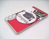 Red Black and White Graduation Small Spiral Notebook - Congrats