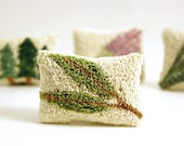 Punch Needle Eucalyptus Miniature Sachet. Spring Home Decor. Green Leaves. Aromatherapy Embroidery. Gift for her.