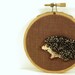 Punch Needle Hedgehog Embroidery Hoop Art. Brown, Tan, Natural Colors. Eco Friendly Neutral Home or Cottage Decor. by HarpandThistle