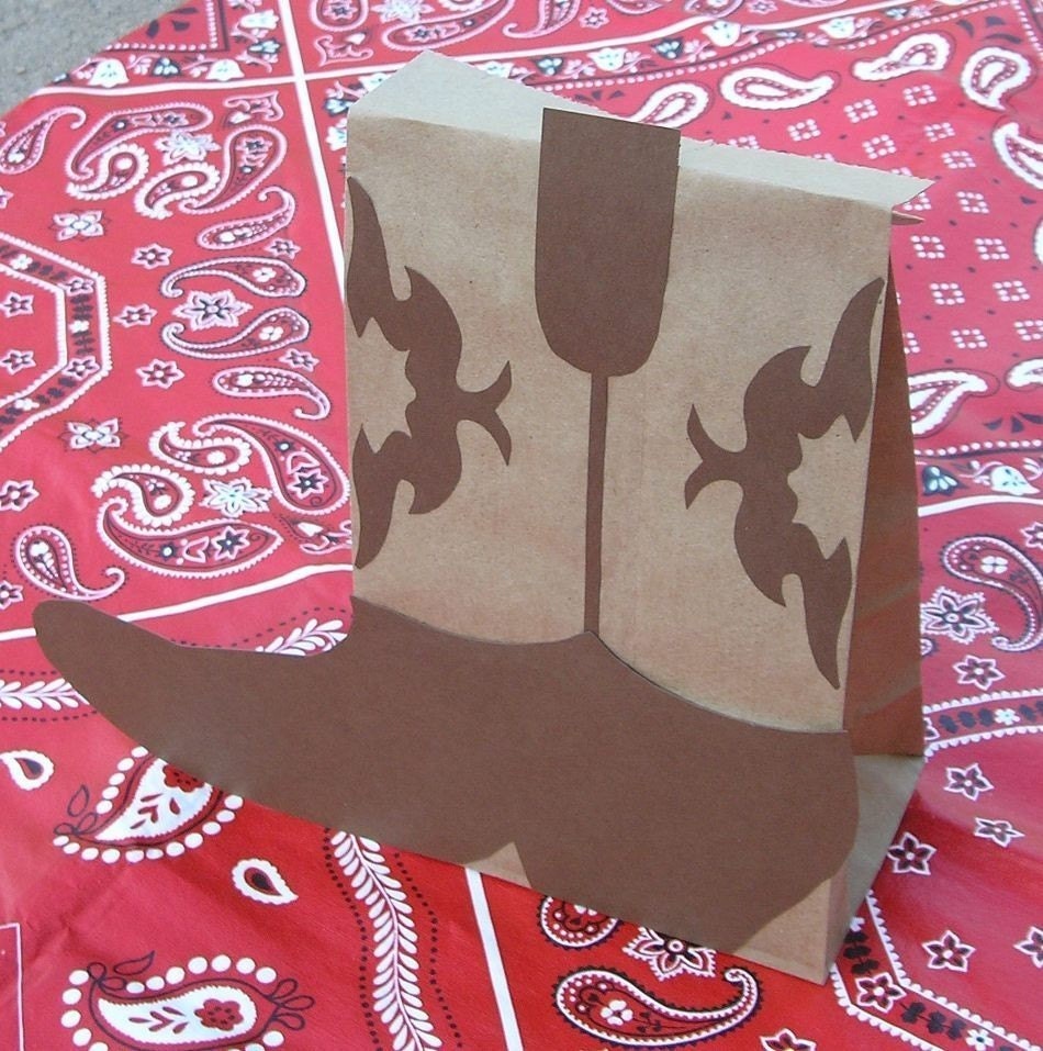 Cowboy Boot Birthday Party Treat Sacks BOOTS Western Farm Theme Goody Bags by jettabees on Etsy