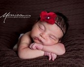Single hydrangea flower headband in red