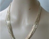 Navajo Necklace Sterling 20 strand Liquid Silver Bead Native American  19" signed