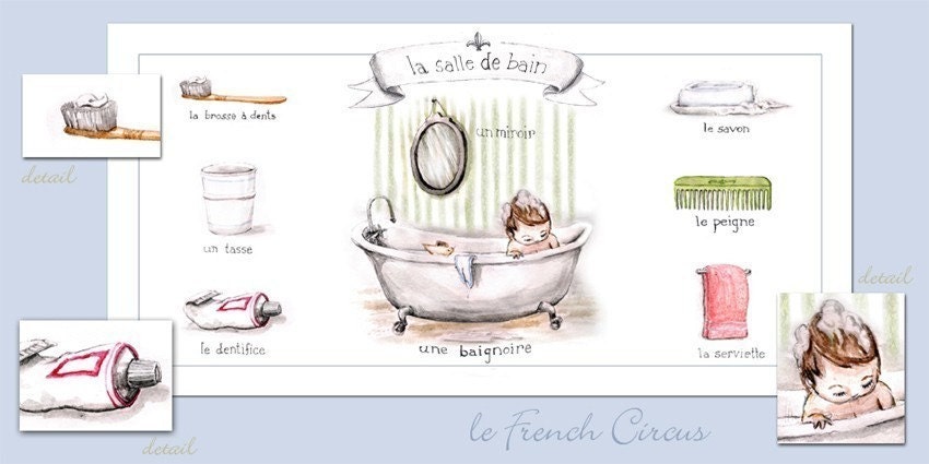 PRINT The French Bath - la salle de bain -LARGE
