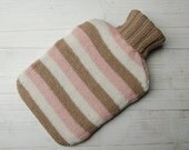 Hot Water Bottle Cover Knitted  in Neapolitan Stripes