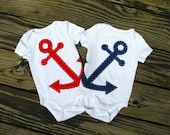 Anchor Baby Clothes - Nautical Twin Baby Onesies