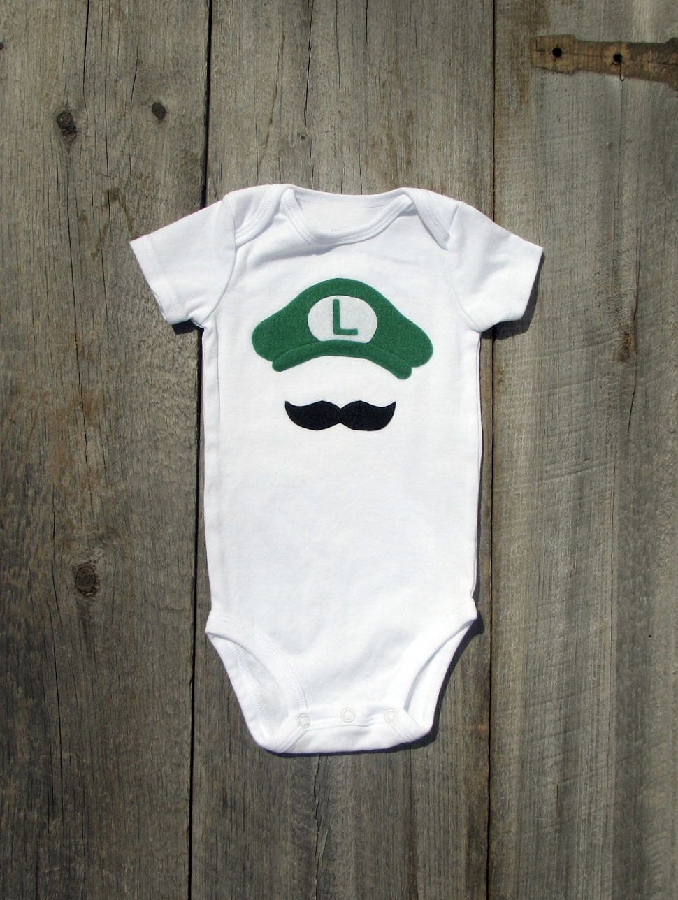 Luigi Video Game Baby Clothes - Super Mario Brothers - Nintendo Onesie