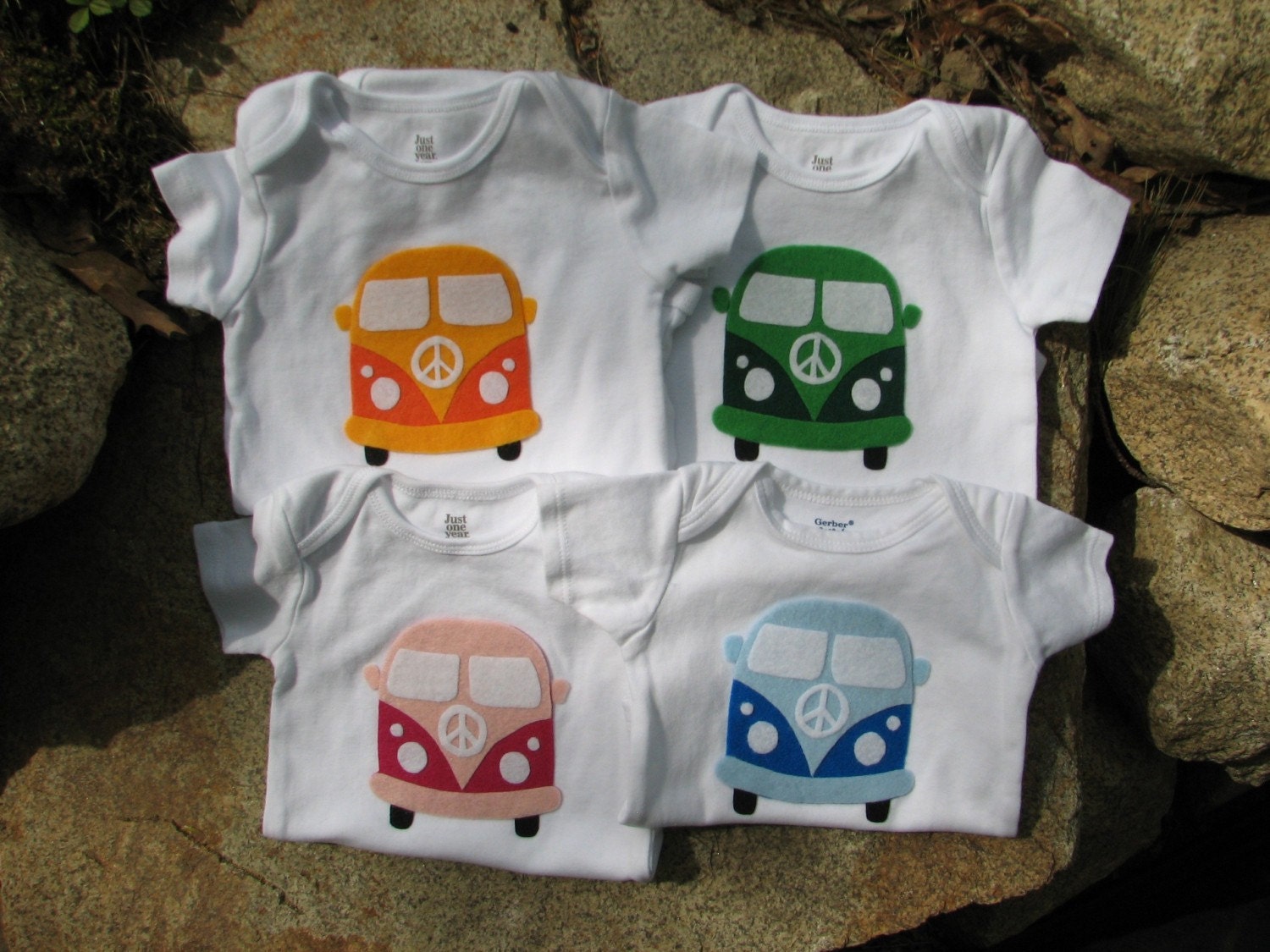 Onesie VW Applique Love Bus Baby Shower Present