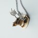 Moose Antlers Necklace 3D Rustic Fashion Brass Metalwork With Oxidized Finish Wearable Art Made To Order