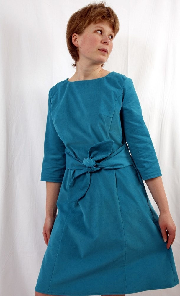 turquoise corduroy dress