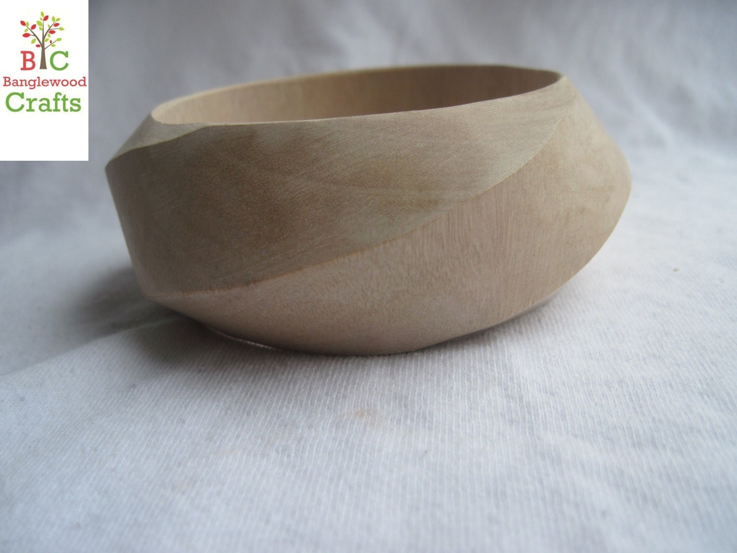 Three Large Spiral Unfinished Wood Chunky Bangles