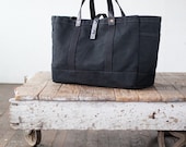 No. 175 Tool / Garden Tote in Black Waxed Canvas & Black Leather