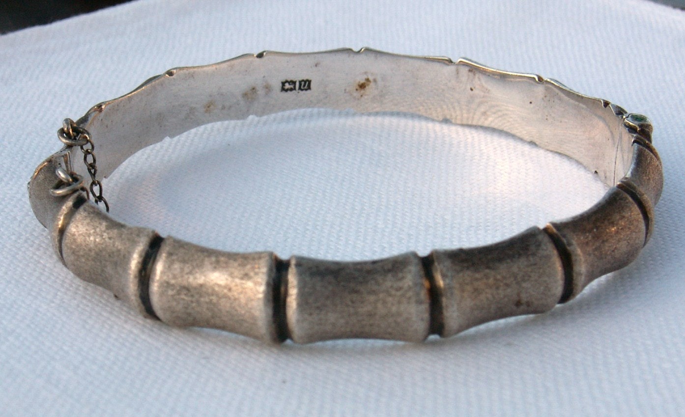 Vintage 1960s Silver Bamboo Design Bangle