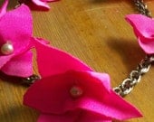 petal to the metal "" neon pink and gold "" statement necklace "" ON SALE
