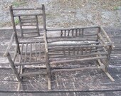 Vintage Twig Doll Rocker and Cradle All in One