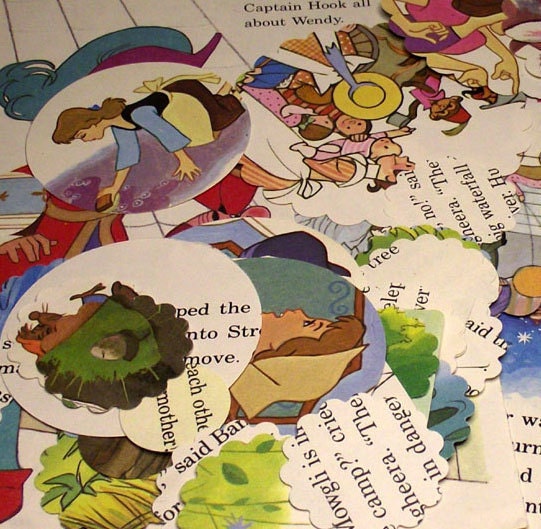 Vintage Classic Childrens Book Paper Die Cuts and Pages..