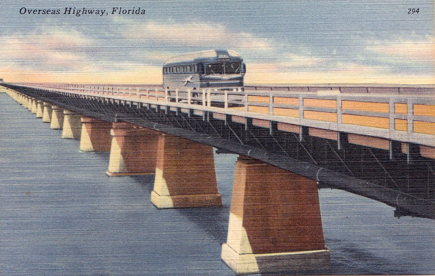 Vintage Unused Overseas Highway Bridge Key West Florida Postcard (511)