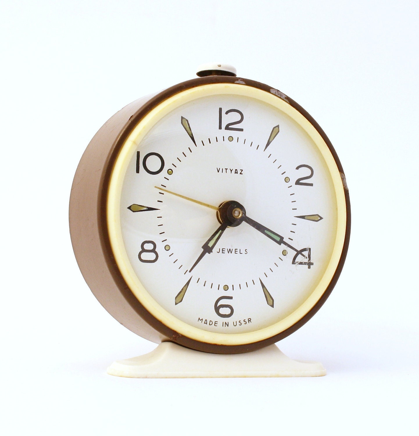 Vintage mechanical alarm clock Vitjaz from Russia Soviet Union