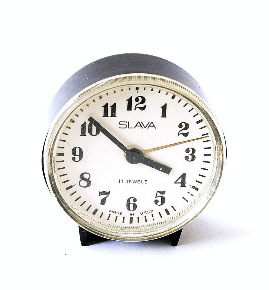 Vintage Russian mechanical alarm clock Slava