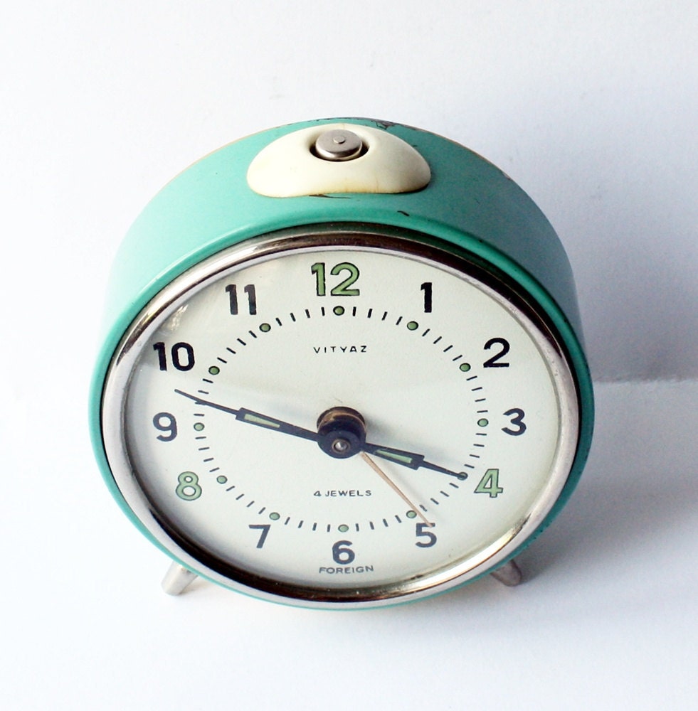 Vintage mechanical alarm clock Vitjaz from Russia Soviet Union
