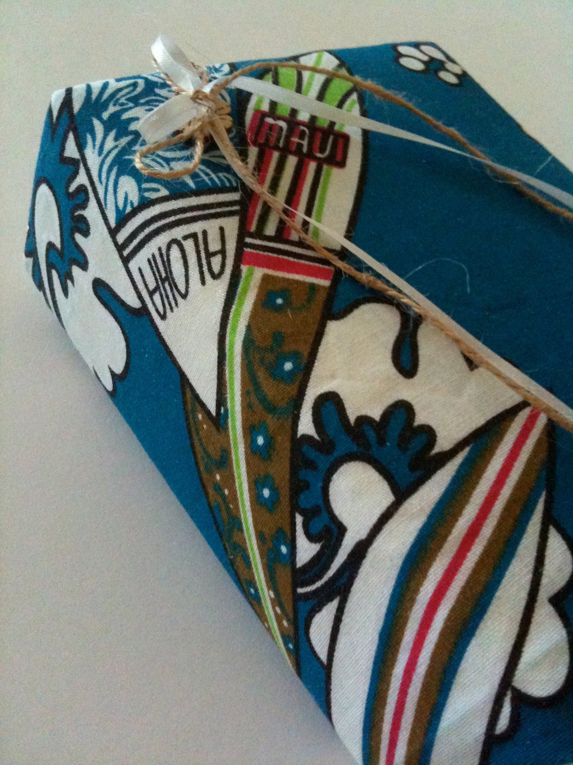 Honeymoon Photo Album - Hawaiian Surfboards and Hibiscus With Coconut Shell Button - Handmade and Gift Wrapped