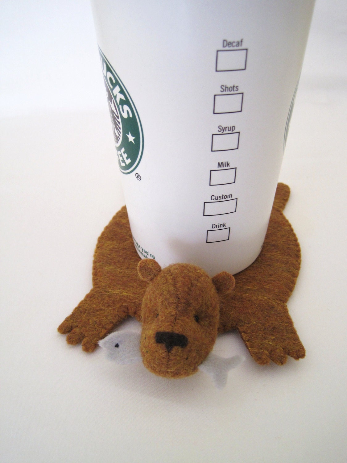 Bear Rug Coaster with Fish (copper with blue-gray fish)