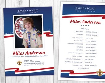 Eagle Scout Invitations and Program / Red White and Blue