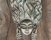 mermaid necklace, eco friendly necklace, scary mermaid, March birthday, silver mermaid, with fish earrings,