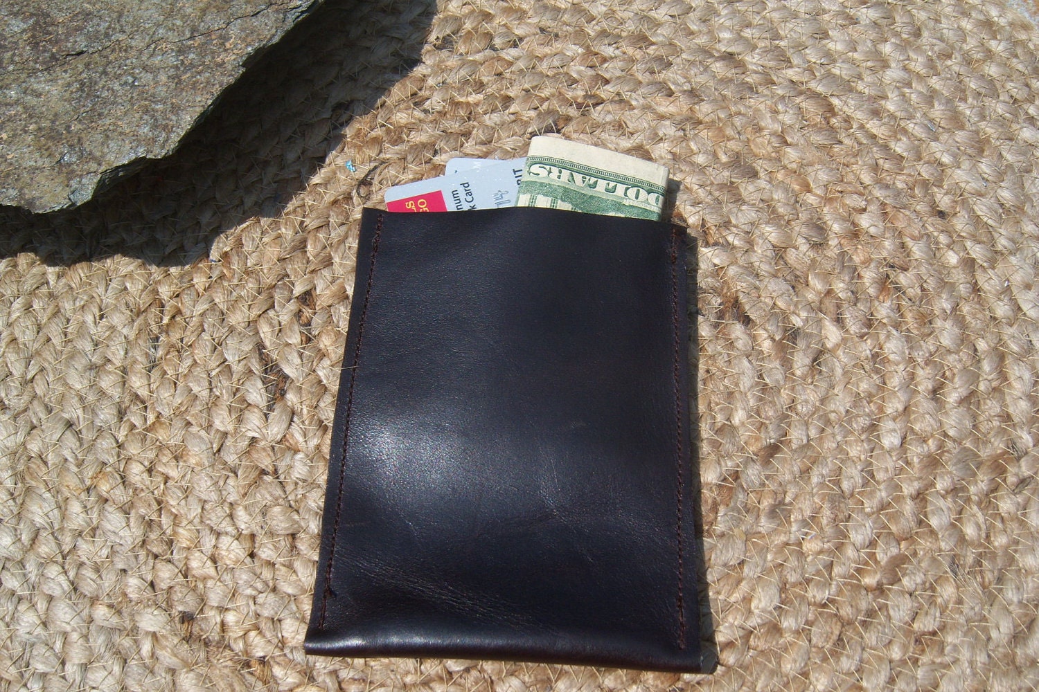 Dark Brown Leather iPhone or iPod case or wallet