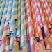 30 Baby Blue and Baby Pink Stripe Paper Straws.... w/ DIY Blank Printables, Retro, Vintage Inspired, Biodegradable