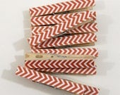 Clothespins.  Set of Ten. Orange Chevron.