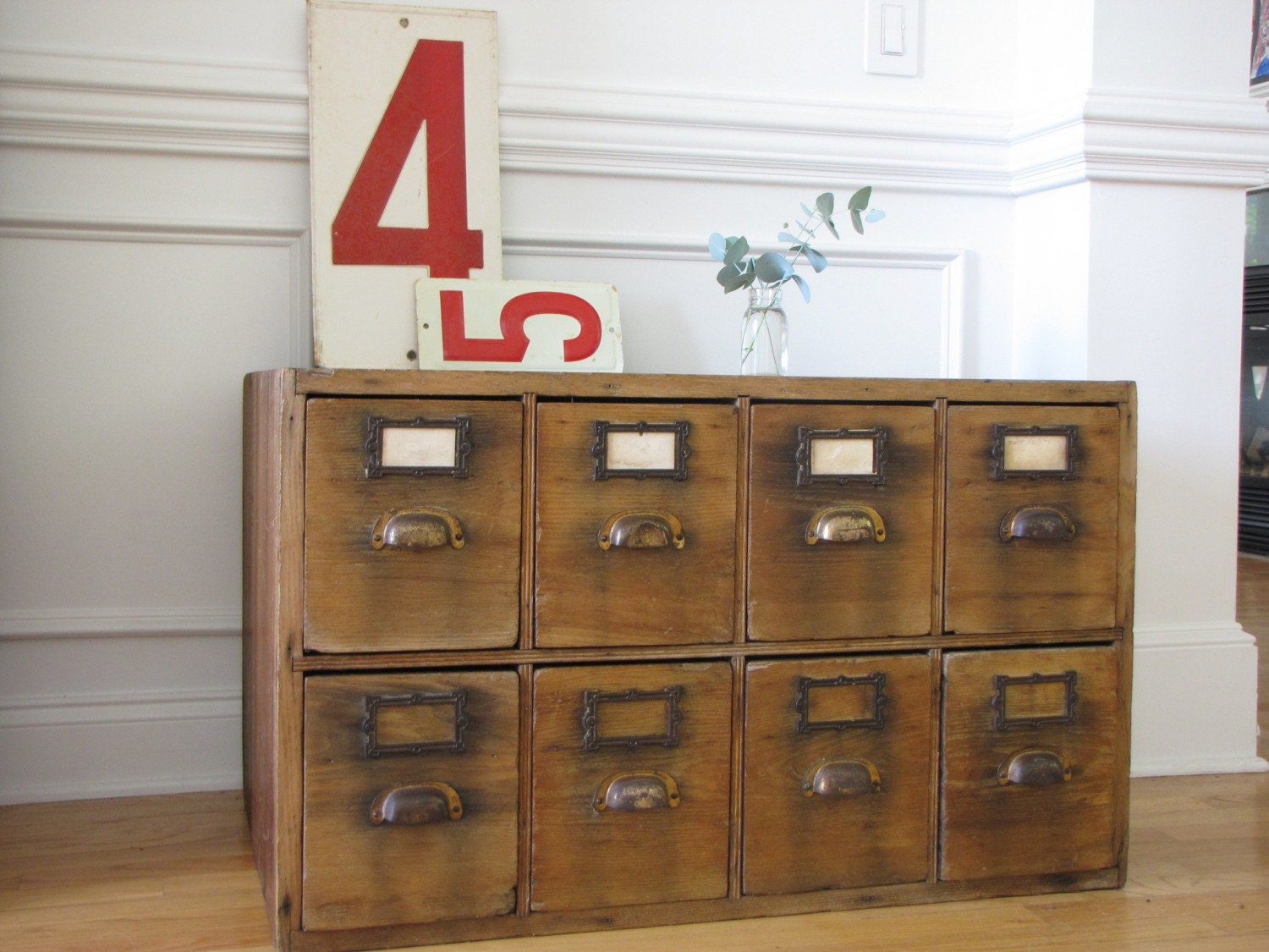 Reserved for Jesse - Early 1900s Hardware Store Wooden Cabinet