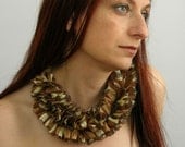 Bib necklace scarf necklace skinny ruffle scarf scarflette  necklace brown coffee repurposed fall autumn curationnation