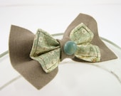 Hair clip bow felt repurposed fabric eco friendly  neutral brown aqua mint pastel girls preppy cute modern curationnation