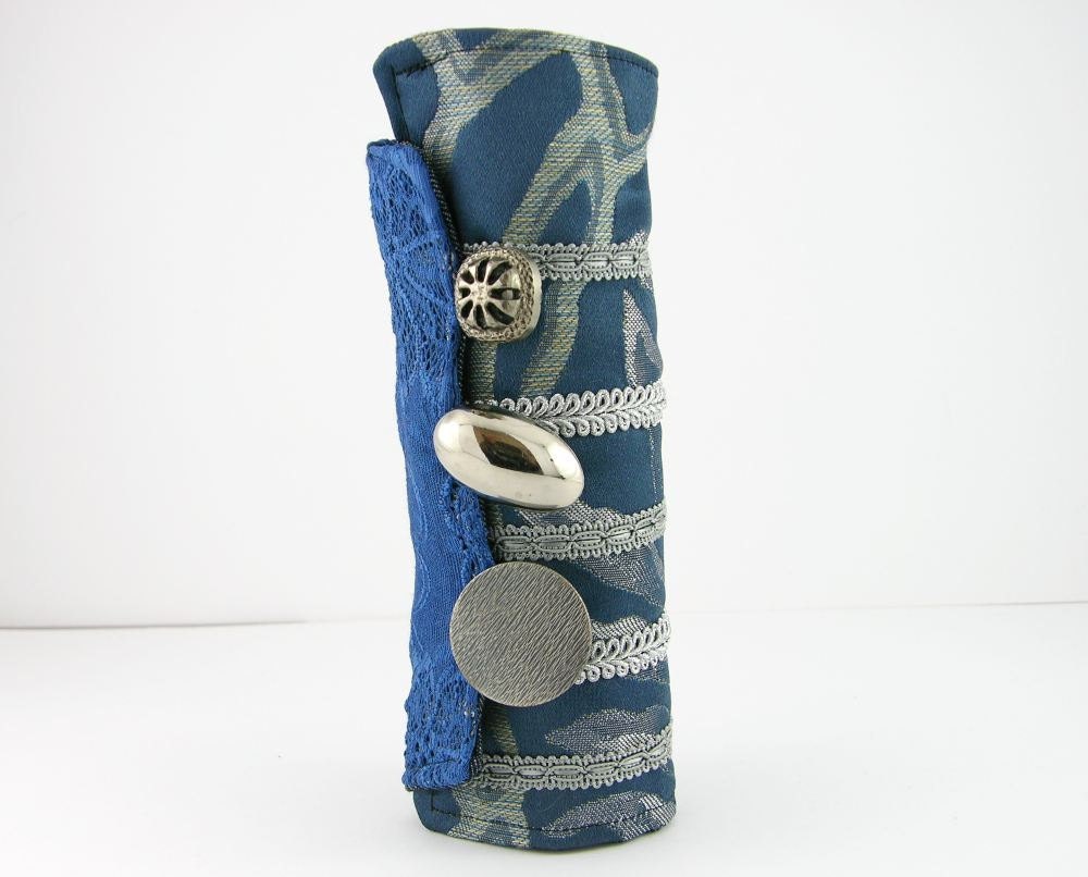 arm cuff  in blue repurposed cotton lace ooak victorian romantic steampunk tagt team curationnation