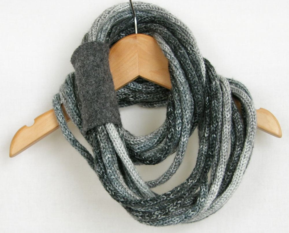 LAST ONE Scarf necklace loop scarf infinity neck wrap neck warmer knit grey black ombre knit necklace fall winter curationnation
