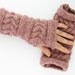 LAST PAIR - Cable knit fingerless gloves arm warmers fingerless mittens old rose chunky soft fall winter fashion tagt curationnation