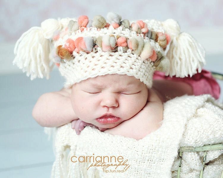 CROCHET PATTERN Cream Puff Double Tassel Hat