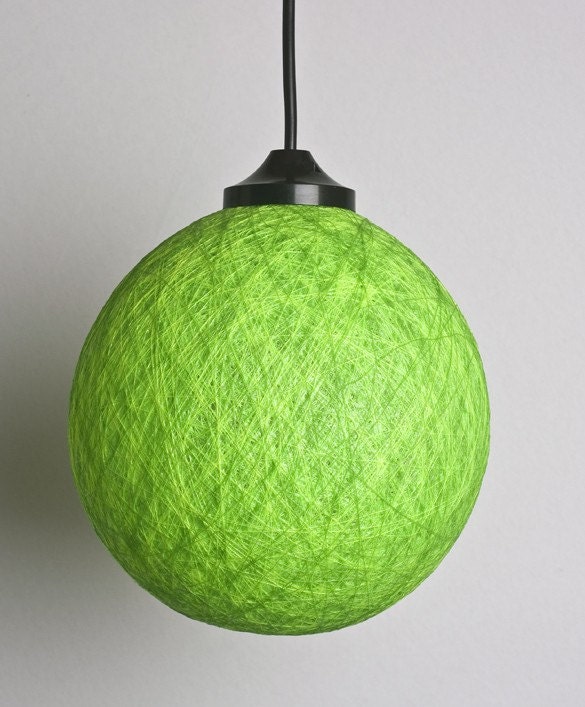 Round Handmade lamp, lime green lamp shade, pendant light, ceiling, hanging lamp by FiligreeCreations on Etsy