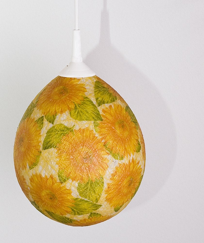 Handmade lamp, lamp shade, pendant light, ceiling, Contemporary design floral interior accent Sunflowers by FiligreeCreations on Etsy