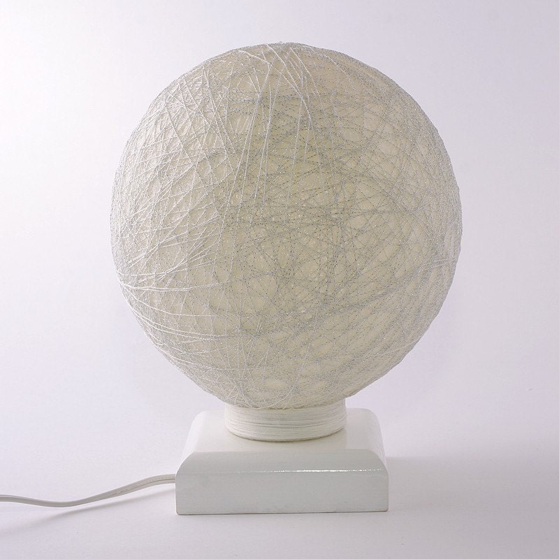 Table lamp, handmade lamp, accent lamp, night light, Contemporary design interior accent Silver snow ball by FiligreeCreations on Etsy