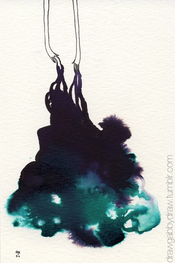 Ink from Fingers Original Drawing 4x6