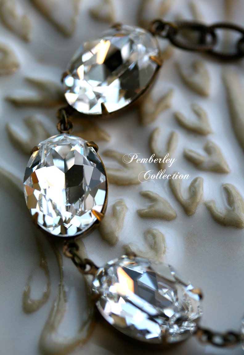 Swarovski Crystal Estate Style Bracelet, Bridal Bracelet, Clear Diamond, Wedding Jewelry