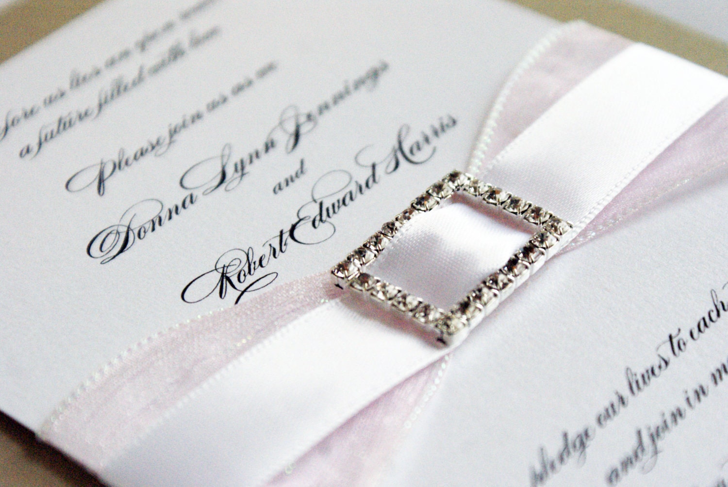Elegant Crystal Buckle Wedding Invitation Suite in your colors