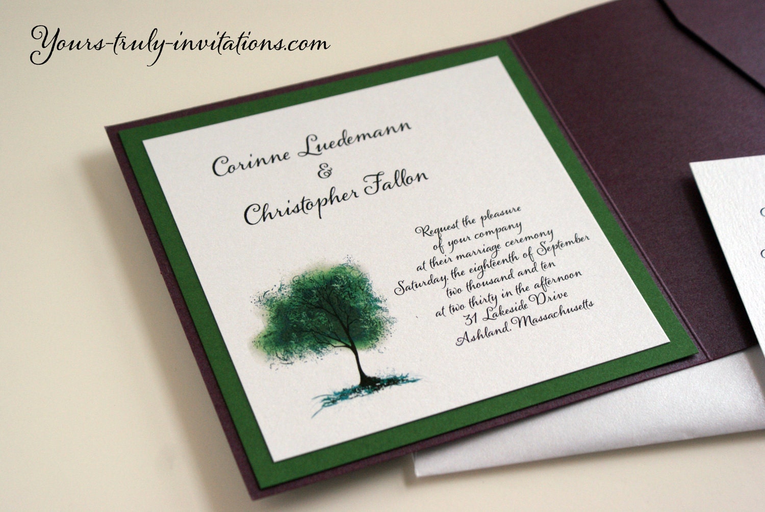 Green Oak Tree Wedding Invitation Suite
