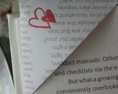 bookmark  red stampped hearts - love poetry / Origami Book Corner