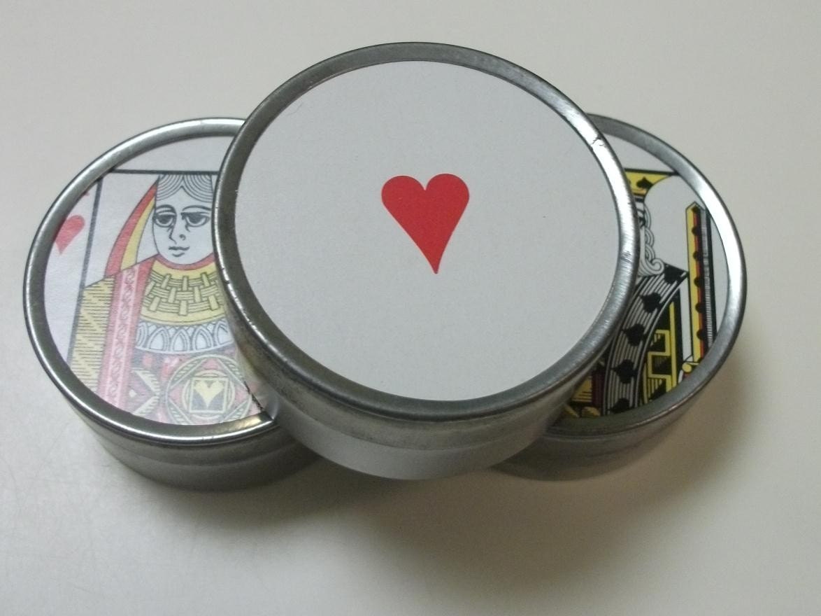 Tins with original vintage playing card images from the early 1970's