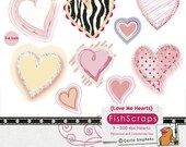 Valentine Heart Clip Art : (Love Me) Pink and Purple, Hand Drawn Digital Graphics & ClipArt for DIY Printables and Crafts Il_170x135